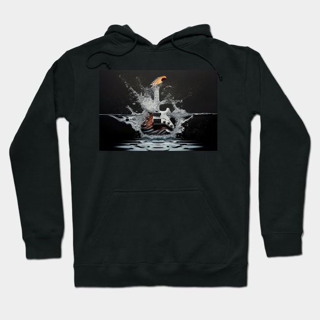 Commercial Guitar Art With Water Splashing Hoodie by Unwind-Art-Work